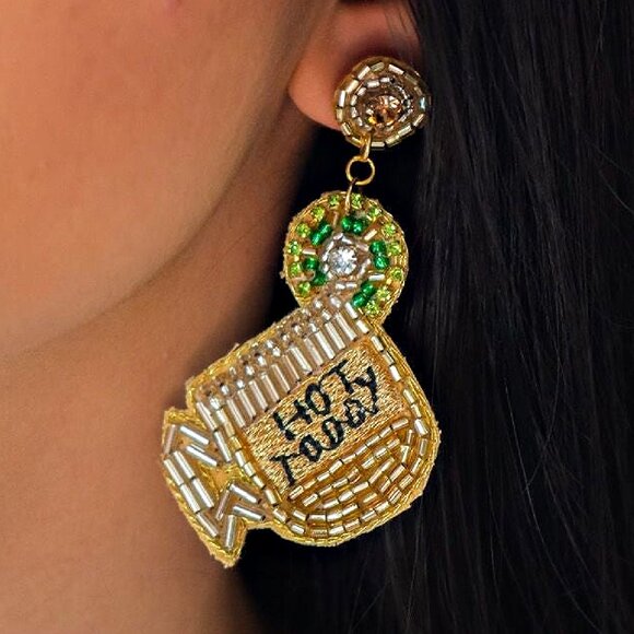 Hot Toddy Mug Glass Seed Beaded Earrings - Picture 2 of 4